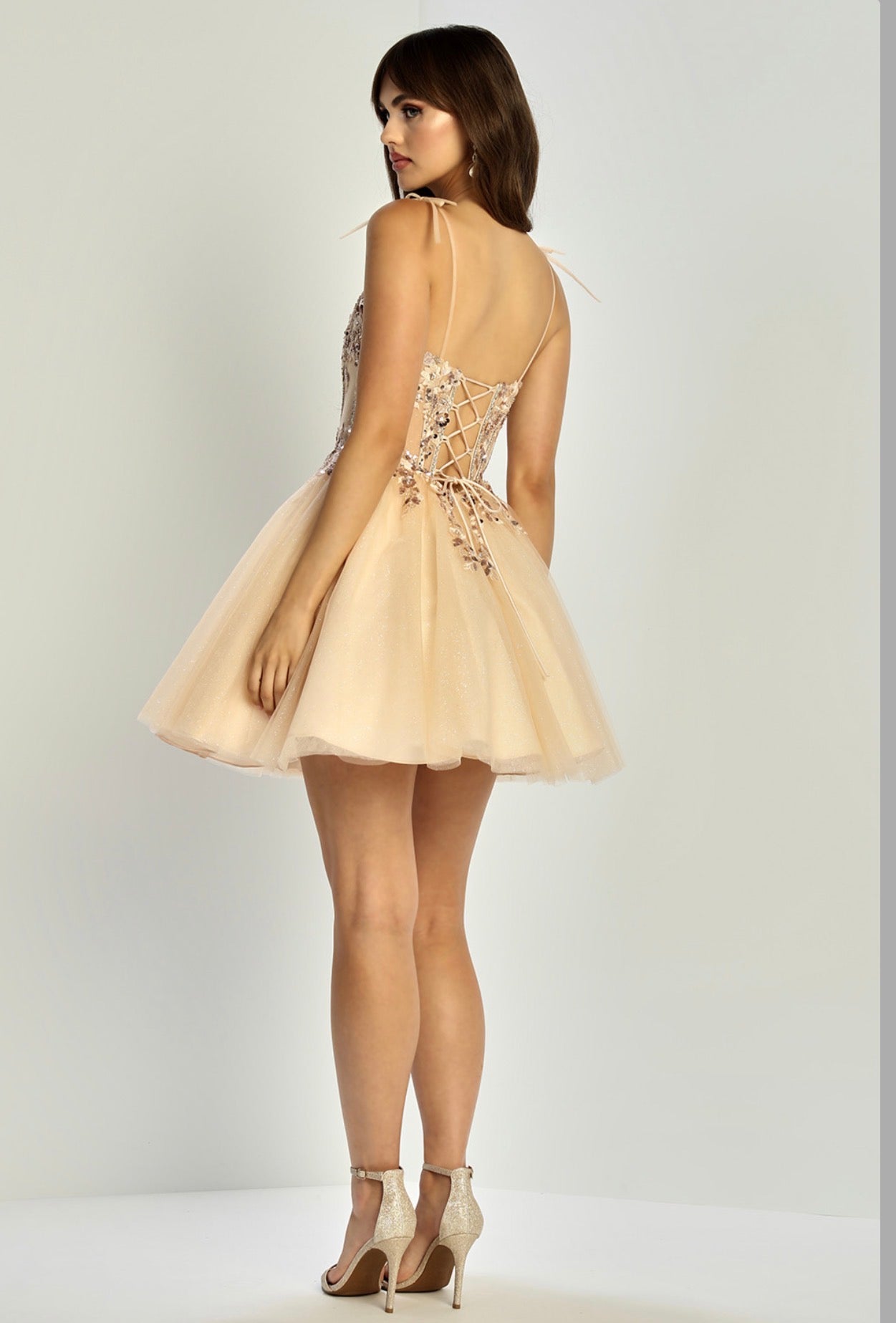 Beaded Embellishments, A-Line Short Dress . 1072 by ADORA DESIGN
