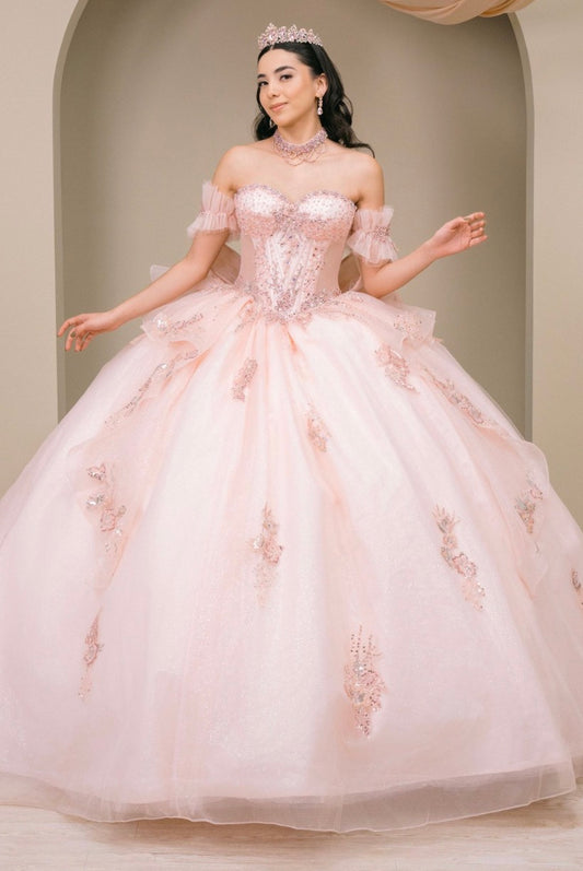 This quinceañera gown radiates soft, romantic elegance. 8540JQ BY CINDERELLA COUTURE