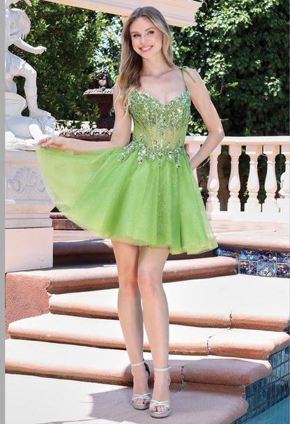 Beaded Embellishments, A-Line Short Dress . 1072 by ADORA DESIGN