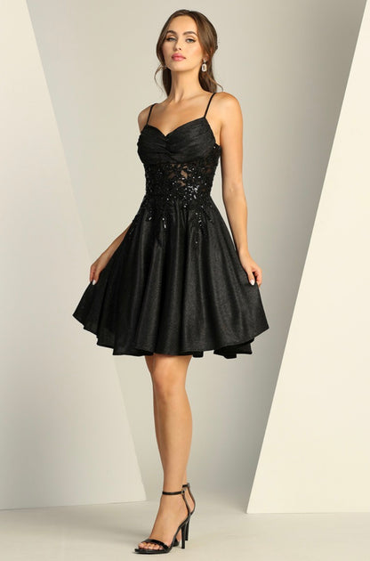 Sheer Bodice Glitter Print Embellished Spaghetti Strap. 1058 BY ADORA DESIGN