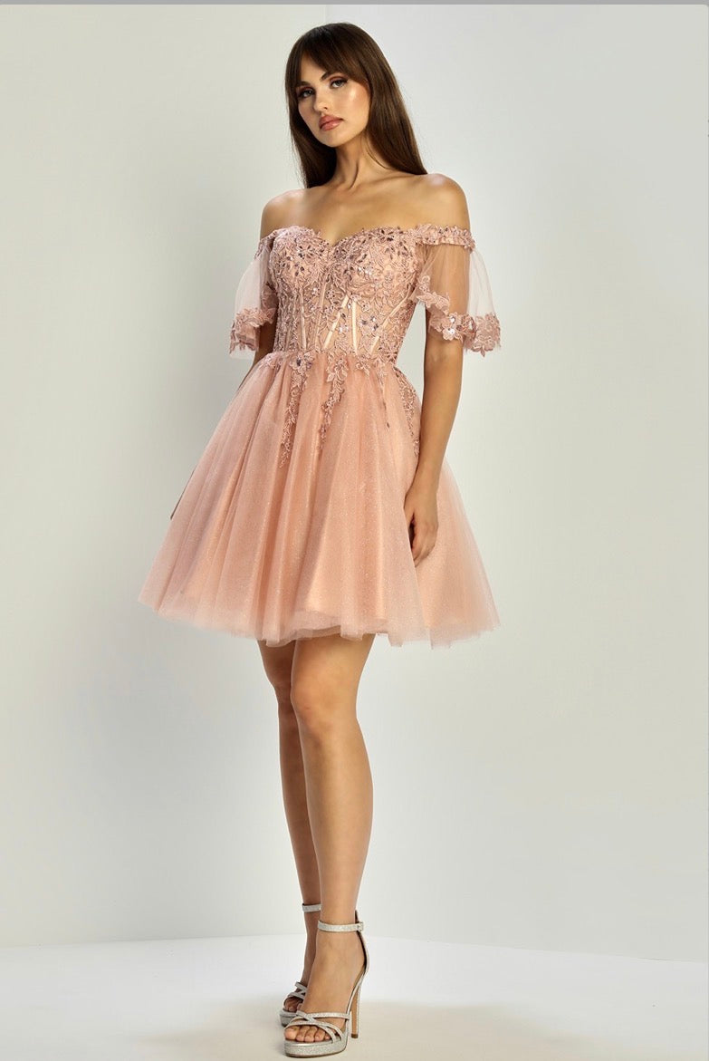 Sheer Bodice Glitter Print Embellished. 1079 BY ADORA DESIGN