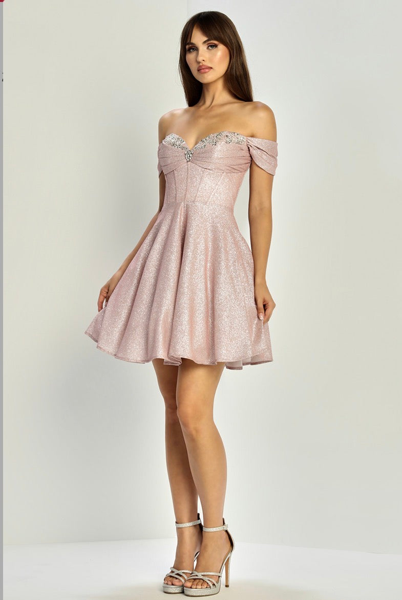 Sheer Bodice Glitter Print Embellished. 1079 BY ADORA DESIGN
