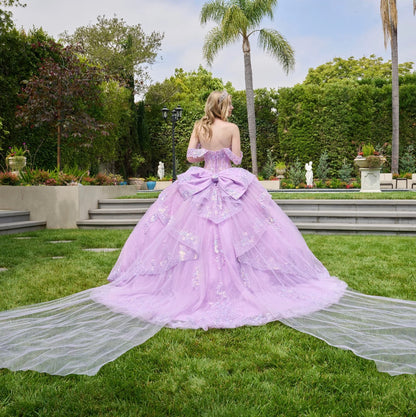 This ballgown is adorned with jewels, sequins, beads, and floral embroidery. GL3848 BY ELIZABETH K
