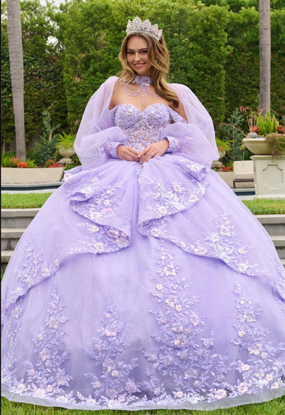 This quinceañera gown is designed with a sweetheart neckline. GL3847 BY ELIZABETH K