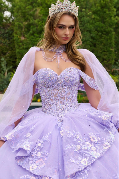 This quinceañera gown is designed with a sweetheart neckline. GL3847 BY ELIZABETH K