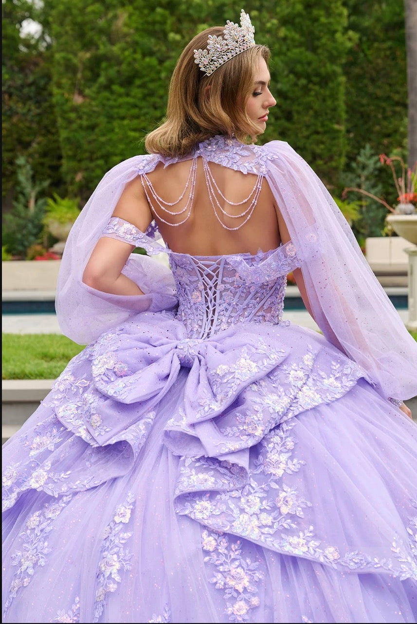 This quinceañera gown is designed with a sweetheart neckline. GL3847 BY ELIZABETH K