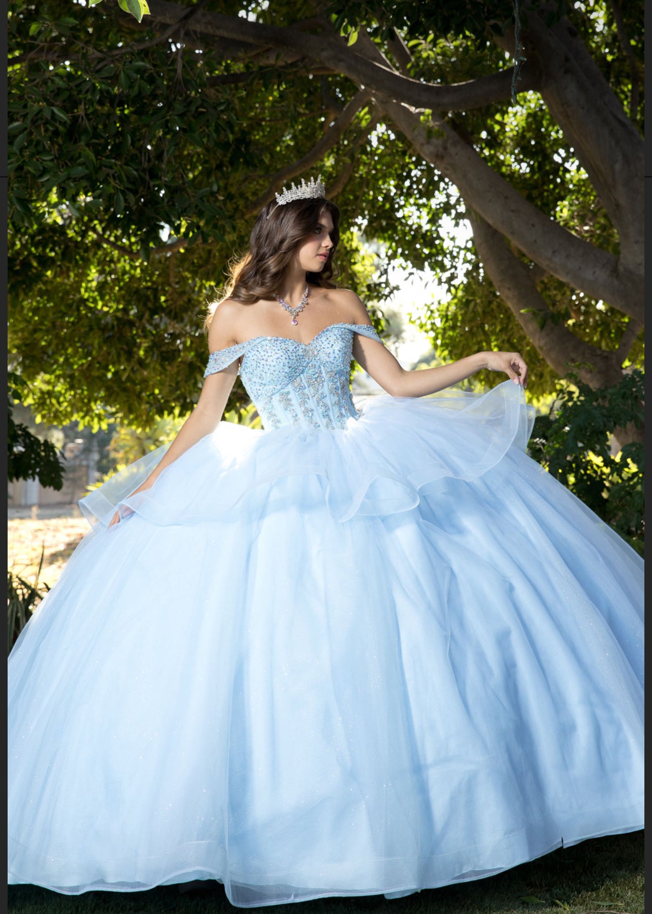 Beaded Bodice with Layered Quince Dress. PQ1063 by Bella Couture