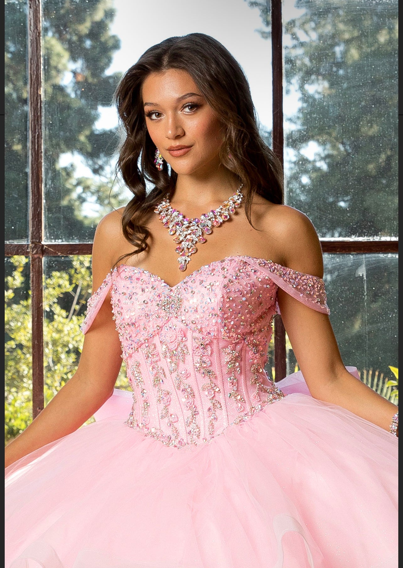 Beaded Bodice with Layered Quince Dress. PQ1063 by Bella Couture