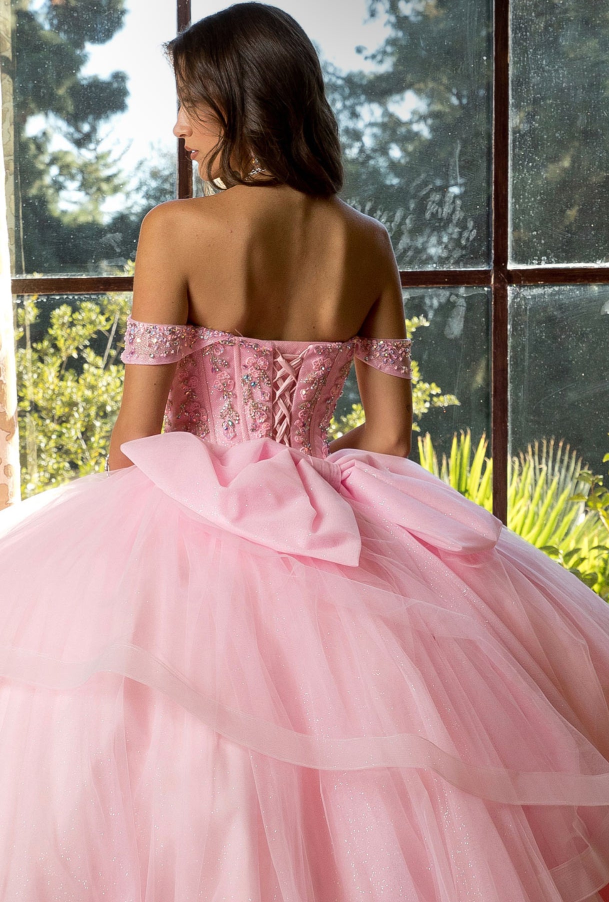 Beaded Bodice with Layered Quince Dress. PQ1063 by Bella Couture