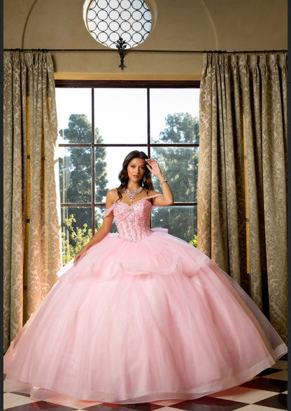 Beaded Bodice with Layered Quince Dress. PQ1063 by Bella Couture