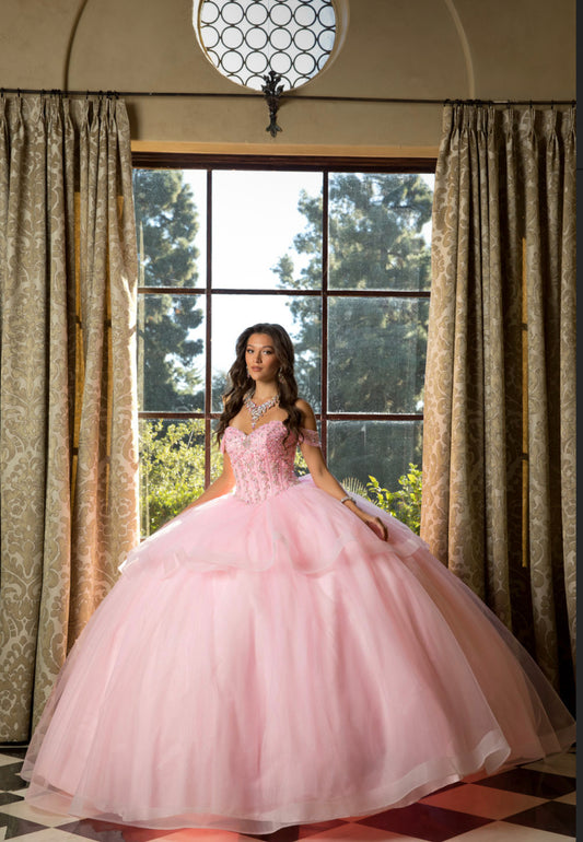 Beaded Bodice with Layered Quince Dress. PQ1063 by Bella Couture