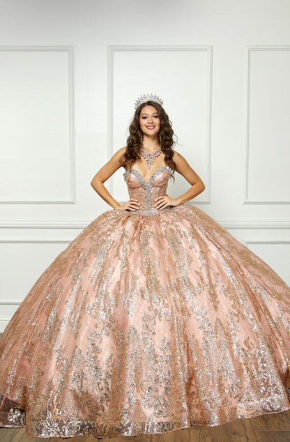 Gold Butterfly Accented Quince Dress. PQ1019 by Bella Couture