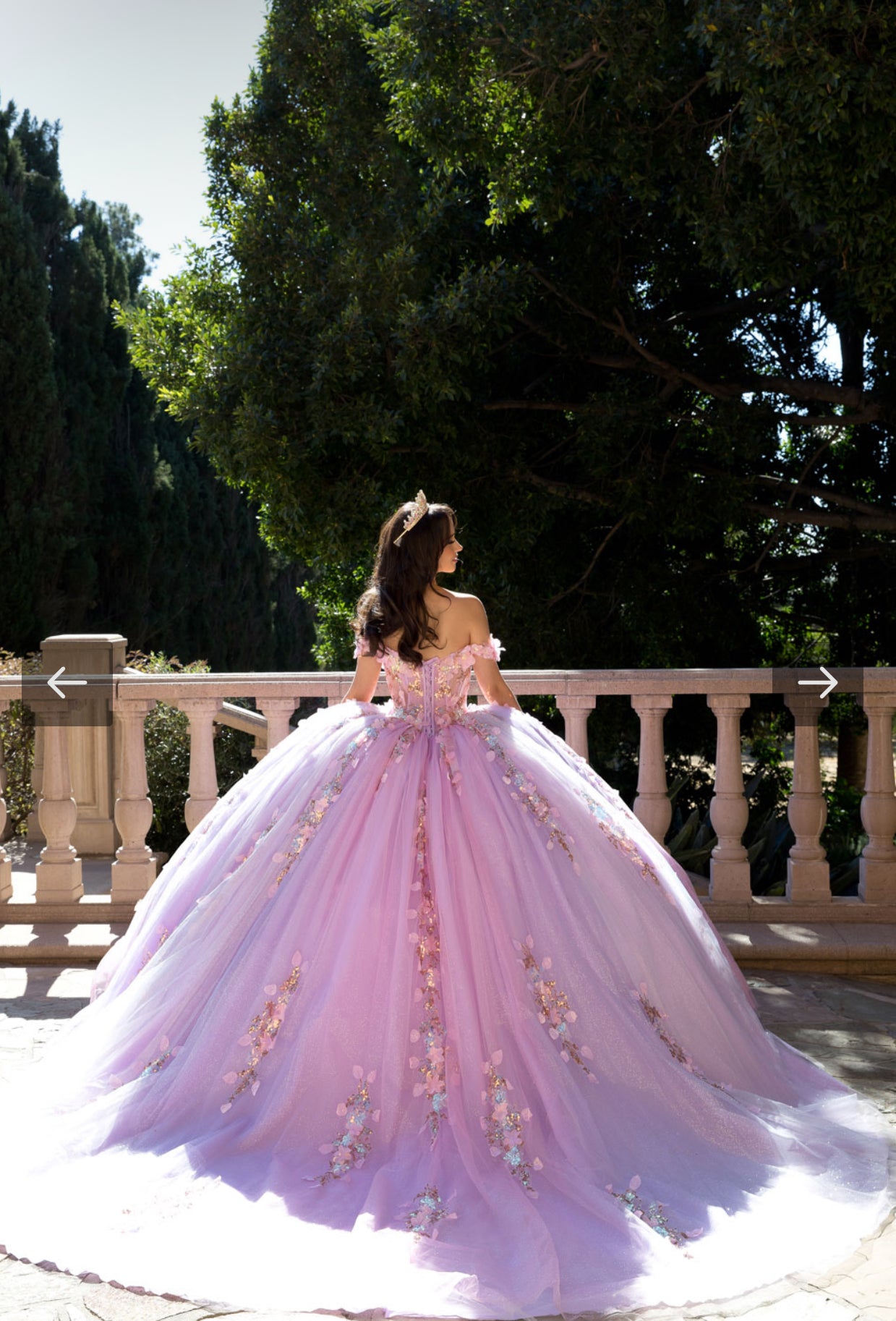 See Through Corset, Off the shoulder, Lilac Ombre Quince Dress. PQ1066 by Bella Couture