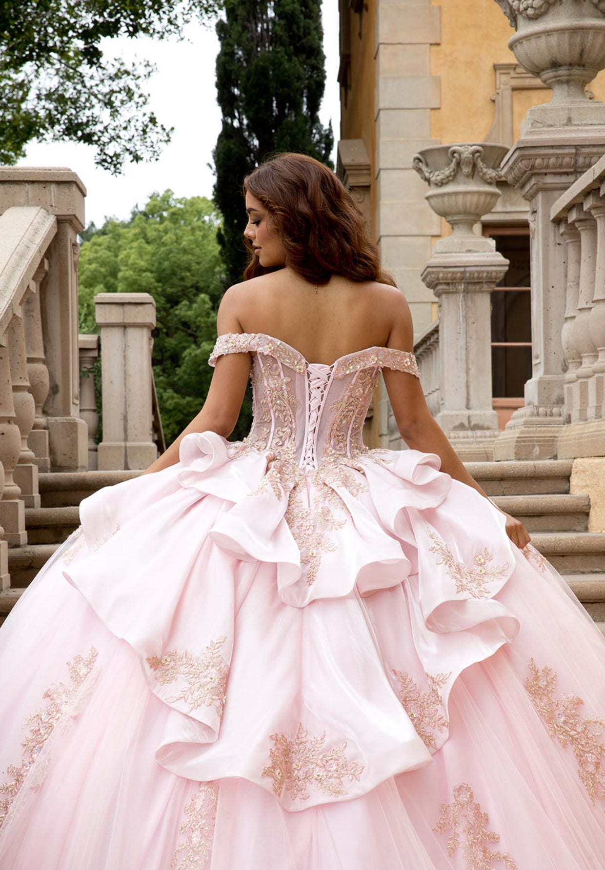Elegant Applique, Train, Quince Dress. PQ1082 BY BELLA COUTURE