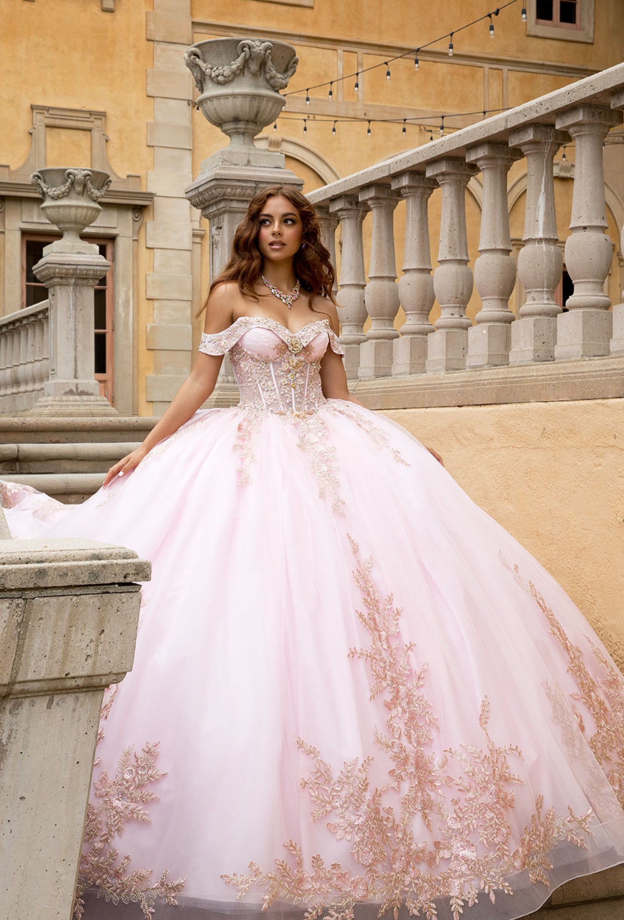 Elegant Applique, Train, Quince Dress. PQ1082 BY BELLA COUTURE