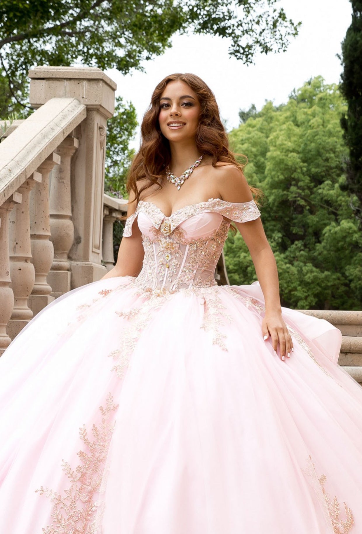 Elegant Applique, Train, Quince Dress. PQ1082 BY BELLA COUTURE