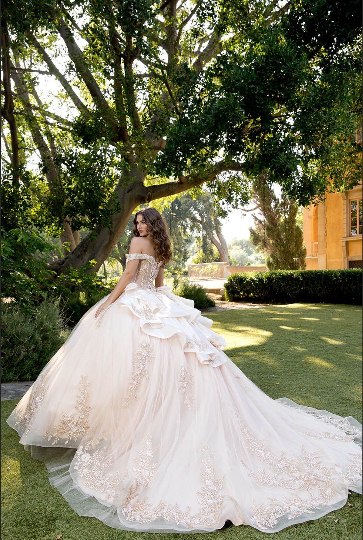Elegant Applique, Train, Quince Dress. PQ1082 BY BELLA COUTURE