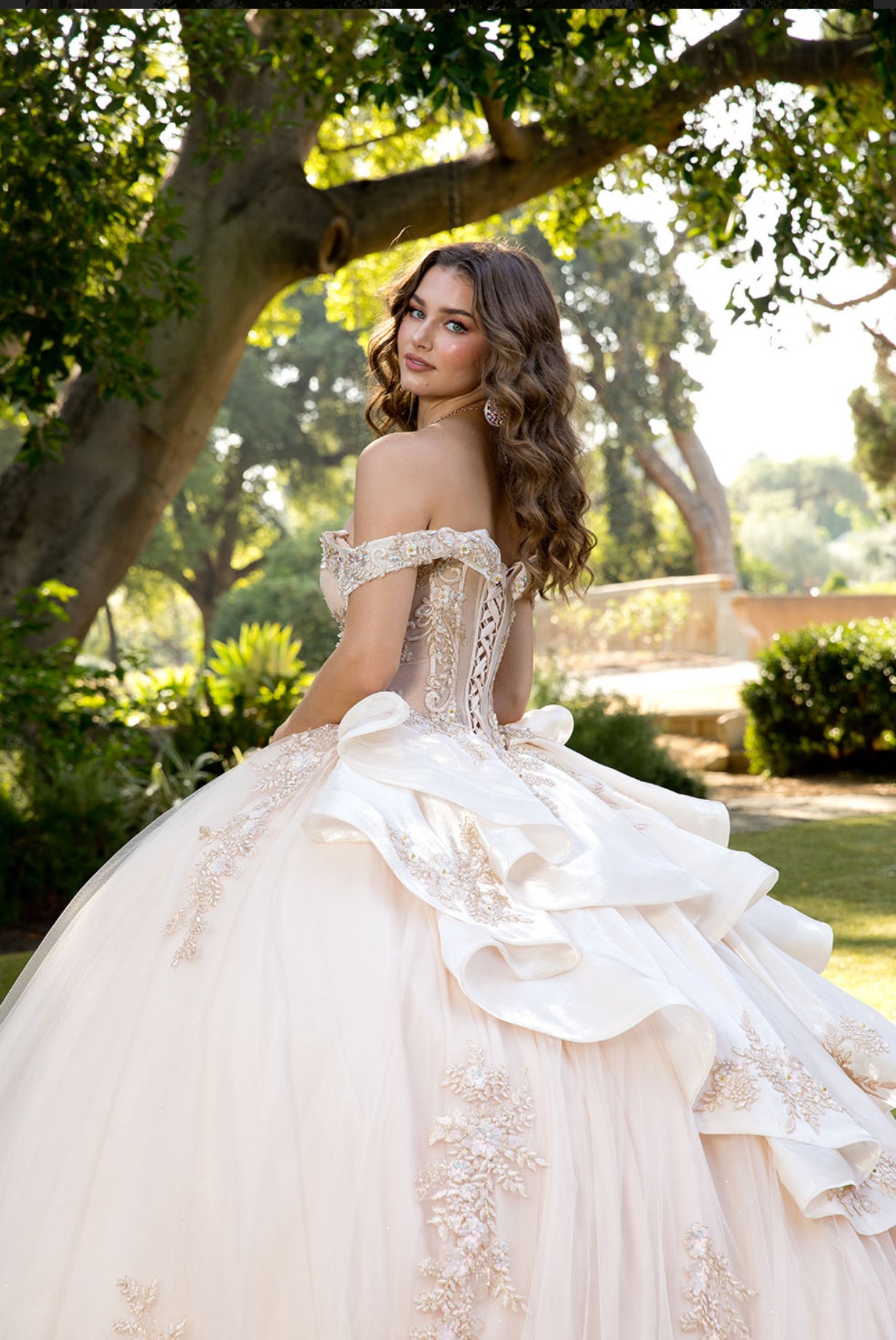 Elegant Applique, Train, Quince Dress. PQ1082 BY BELLA COUTURE