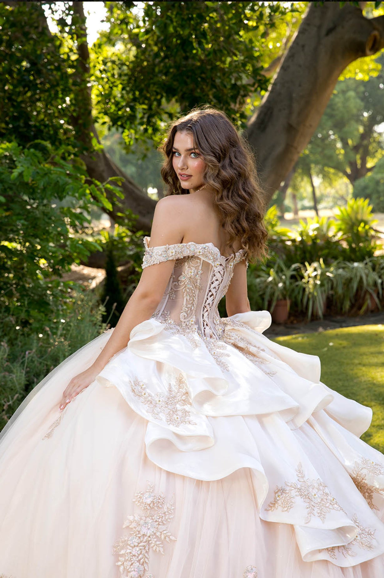 Elegant Applique, Train, Quince Dress. PQ1082 BY BELLA COUTURE