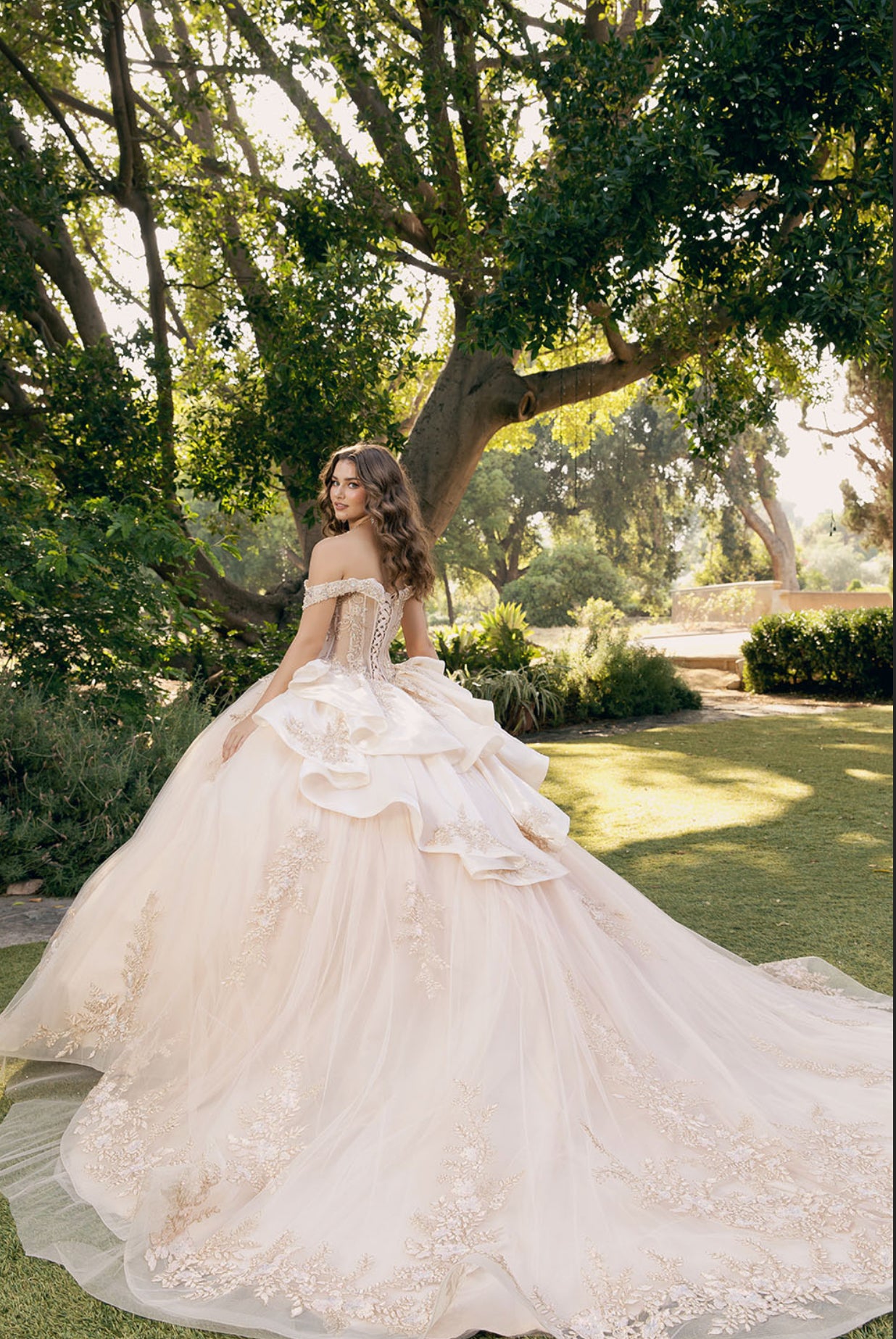 Elegant Applique, Train, Quince Dress. PQ1082 BY BELLA COUTURE