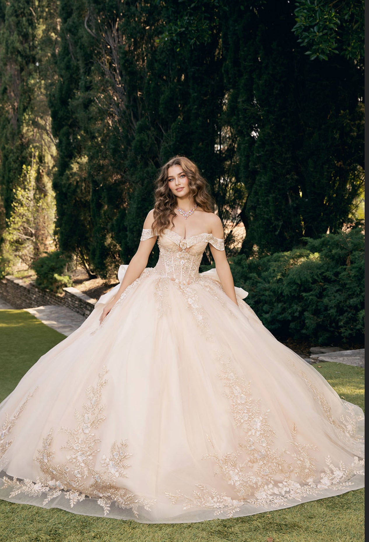 Elegant Applique, Train, Quince Dress. PQ1082 BY BELLA COUTURE