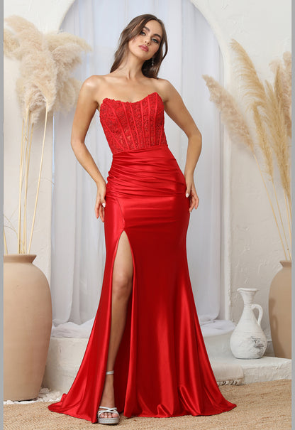 Satin mermaid strapless dress. 3235 by ADORA DESIGN