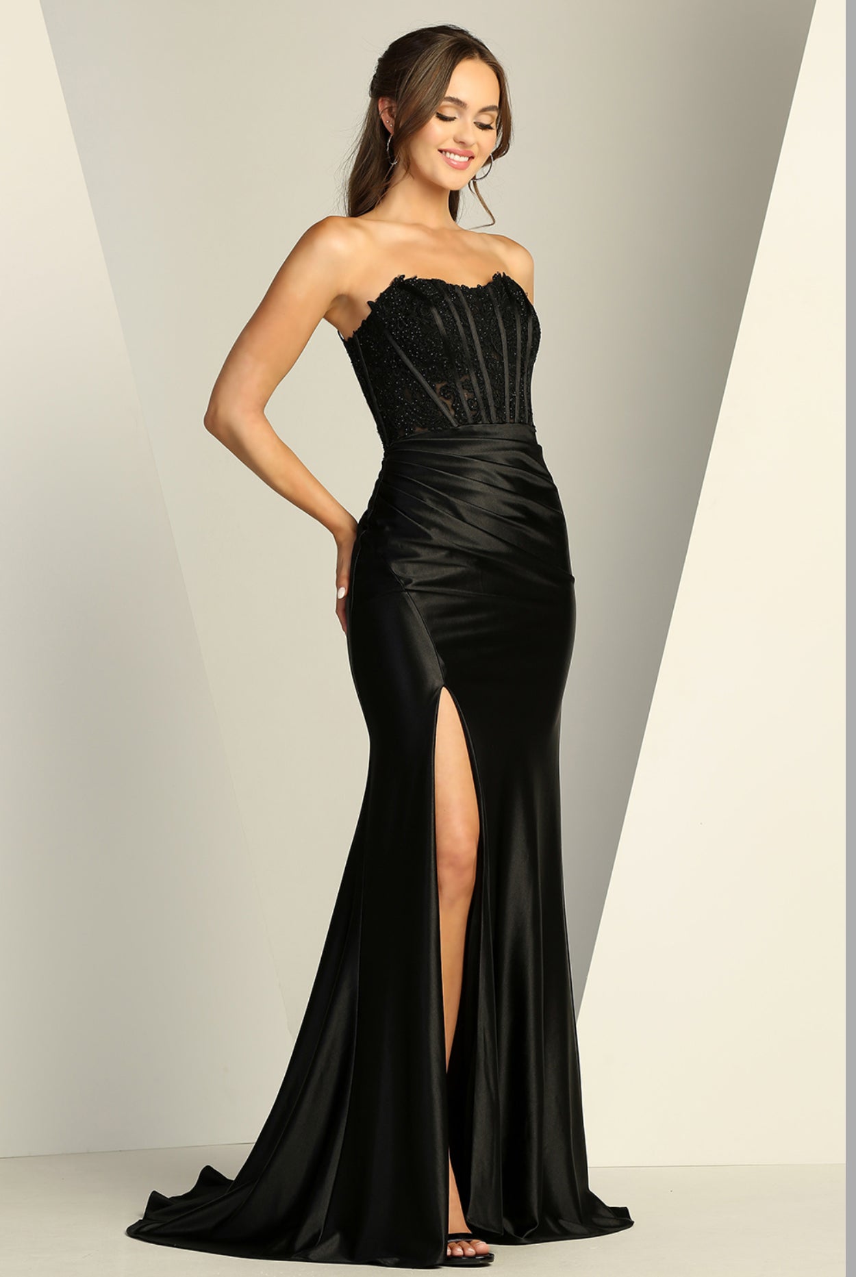 Satin mermaid strapless dress. 3235 by ADORA DESIGN