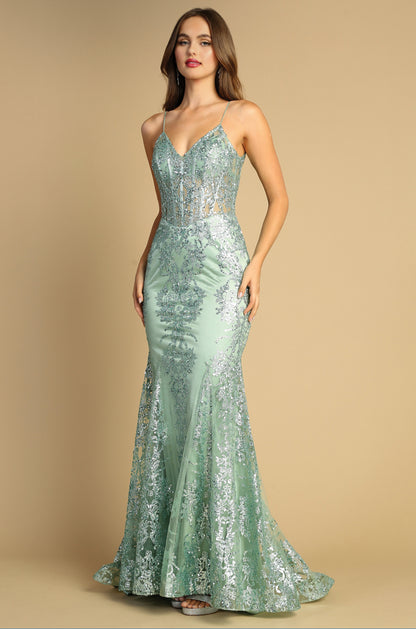 With glitter fabric and a little touch of see-through  corset. 3053N by ADORA DESIGN