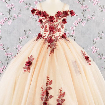 3-D Flower Embroidery Bead Mesh Kids Dress GK115 GLS BY ELIZABETH K
