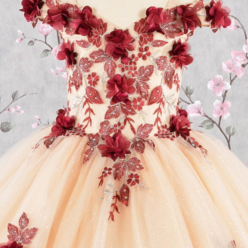 3-D Flower Embroidery Bead Mesh Kids Dress GK115 GLS BY ELIZABETH K