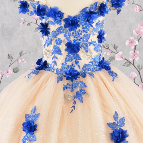 3-D Flower Embroidery Bead Mesh Kids Dress GK115 GLS BY ELIZABETH K