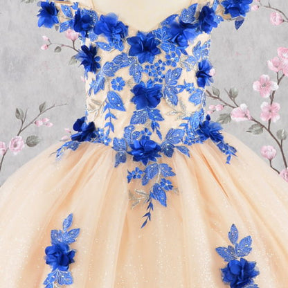 3-D Flower Embroidery Bead Mesh Kids Dress GK115 GLS BY ELIZABETH K