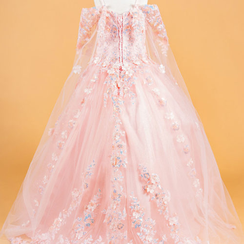 3D Flower Dress and Butterfly, Detachable Cape Sleeve  GK118 GLS BY ELIZABETH K