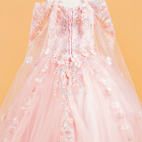 3D Flower Dress and Butterfly, Detachable Cape Sleeve  GK118 GLS BY ELIZABETH K
