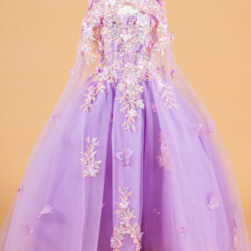 3D Flower and Butterfly Applique Embellished Spaghetti Strap Kids Dress With Matching Tunic GK119 GLS BY ELIZABETH K