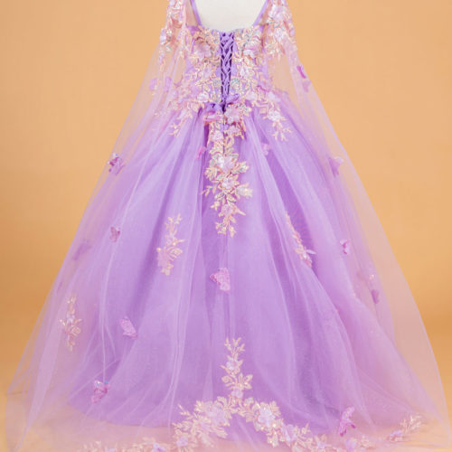 3D Flower and Butterfly Applique Embellished Spaghetti Strap Kids Dress With Matching Tunic GK119 GLS BY ELIZABETH K