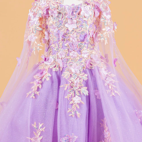 3D Flower and Butterfly Applique Embellished Spaghetti Strap Kids Dress With Matching Tunic GK119 GLS BY ELIZABETH K