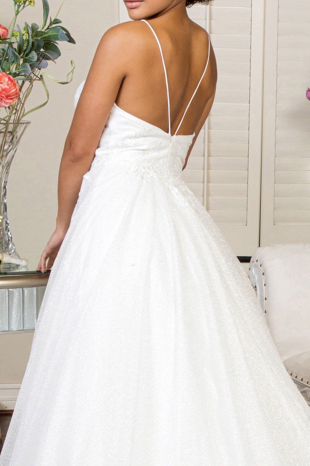 Embroidered Bodice Sweetheart Glitter Mesh Wedding Gown . GL1904 GLS BY ELIZABETH K