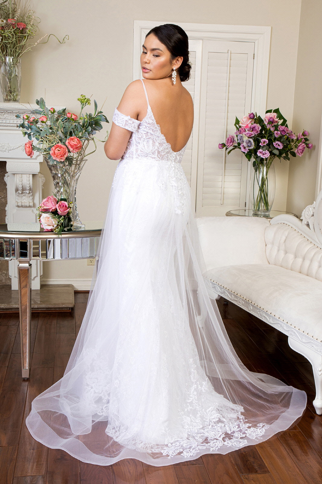 Sweetheart Embroidered Spaghetti Strap Wedding Gown w/ Lace Lining GL1946 (GLS) BY ELIZABETH K