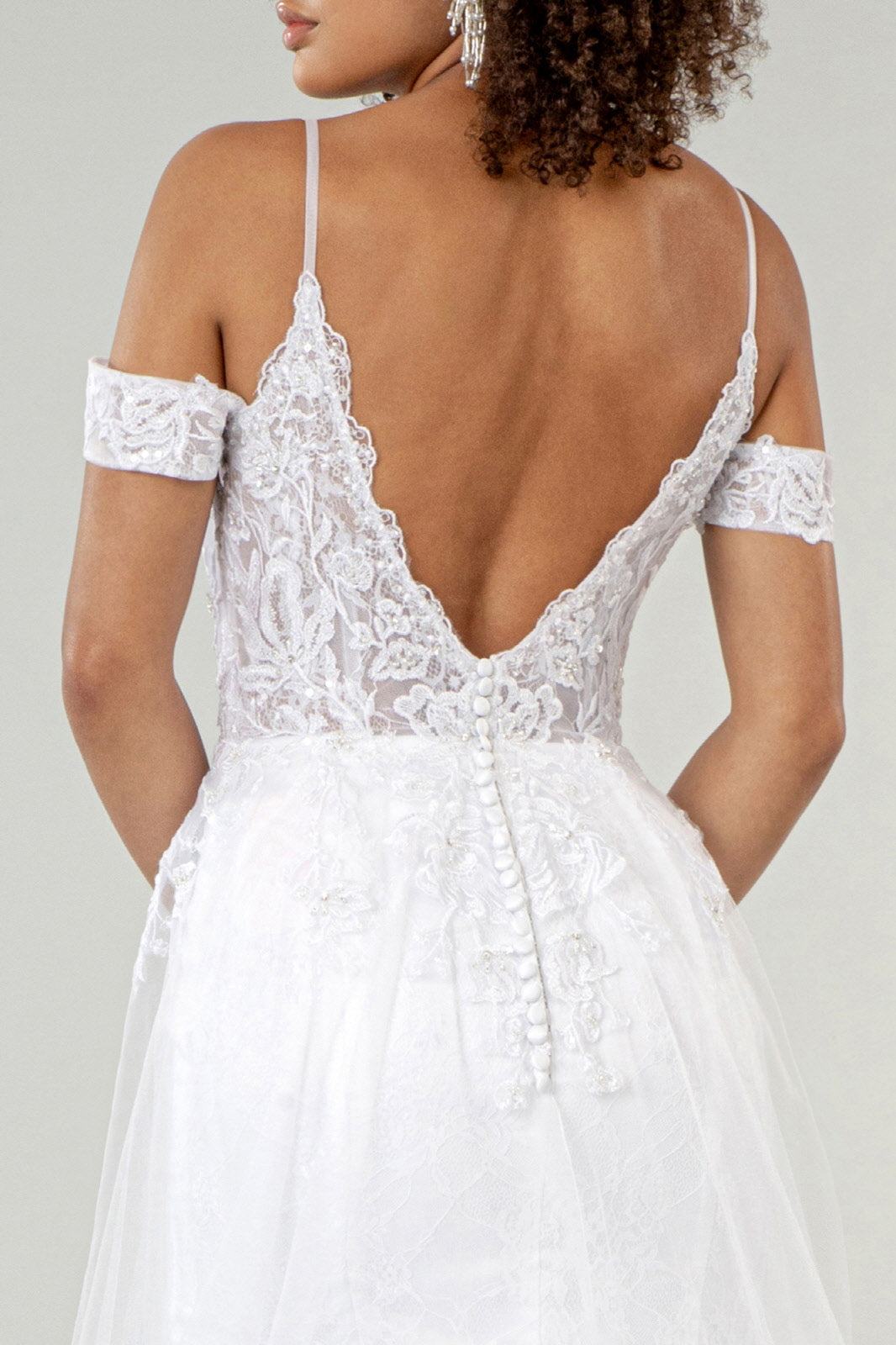 Sweetheart Embroidered Spaghetti Strap Wedding Gown w/ Lace Lining GL1946 (GLS) BY ELIZABETH K