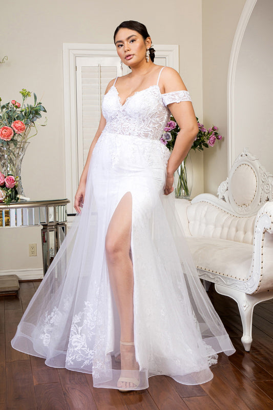 Sweetheart Embroidered Spaghetti Strap Wedding Gown w/ Lace Lining GL1946 (GLS) BY ELIZABETH K