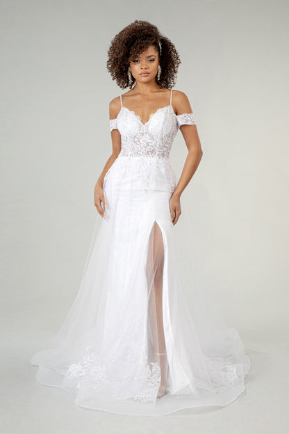 Sweetheart Embroidered Spaghetti Strap Wedding Gown w/ Lace Lining GL1946 (GLS) BY ELIZABETH K