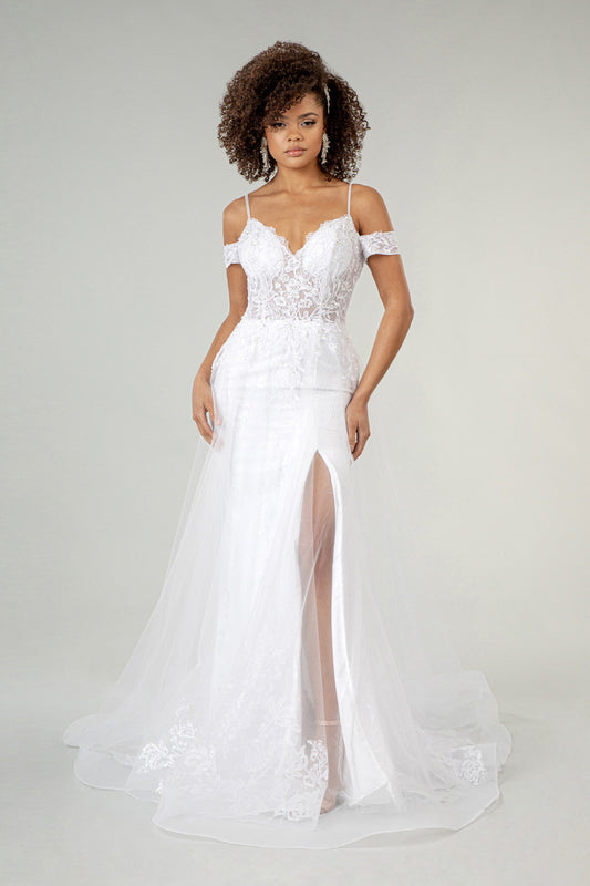 Sweetheart Embroidered Spaghetti Strap Wedding Gown w/ Lace Lining GL1946 (GLS) BY ELIZABETH K