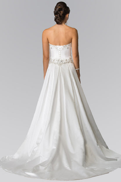 Jewels Embellished Strapless Wedding Dress with Tail . GL2201 GLS BY ELIZABETH K