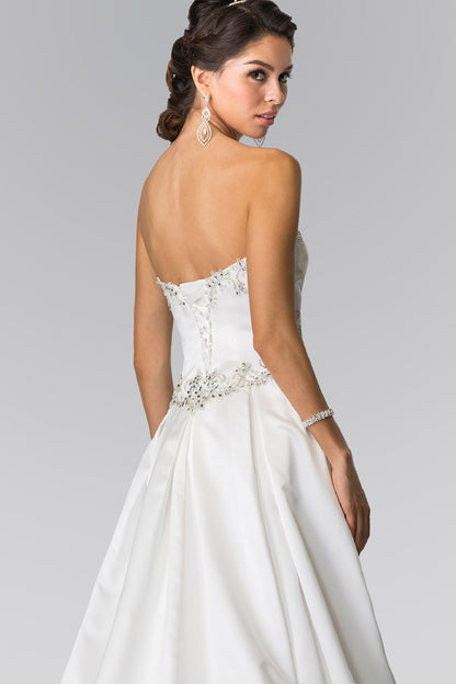 Jewels Embellished Strapless Wedding Dress with Tail . GL2201 GLS BY ELIZABETH K