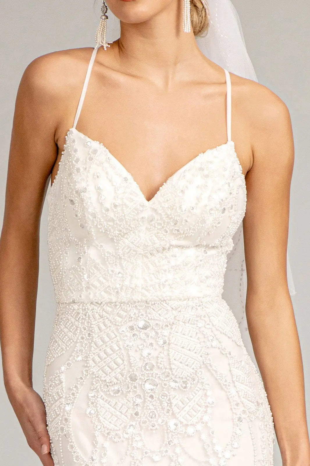 Sweetheart Embroidered Mermaid Wedding Gown w/ Open Back Laced Up. GL3009 GLS  BY GLORIA