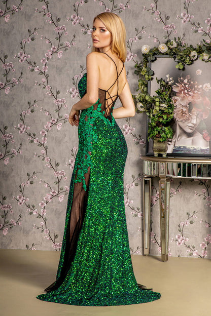 Floral Embroidery Sheer Bodice Mesh Mermaid Long Dress GL3217 GLS BY GLORIA