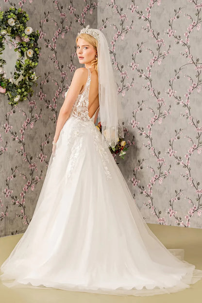 Floral Embroidery Jewel Illusion Sweetheart Mesh A-line Long Dress. GL3269 GLS BY GLORIA