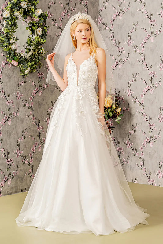 Floral Embroidery Jewel Illusion Sweetheart Mesh A-line Long Dress. GL3269 GLS BY GLORIA