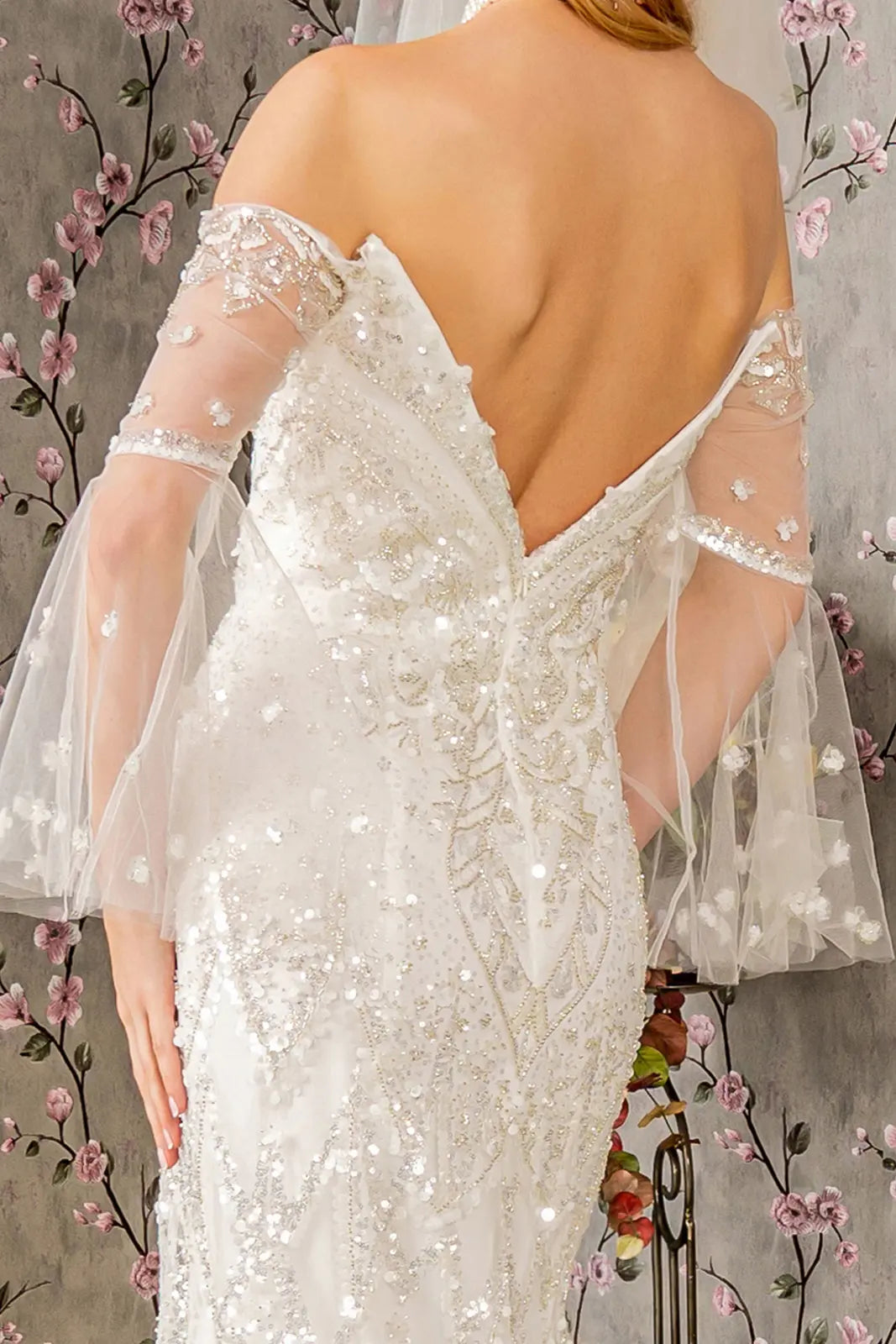 Bead Sequin Mesh Mermaid Wedding Gown w/ Long Sleeves. GL3426 GLS  BY GLORIA